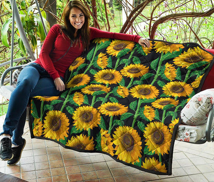Sunflower Pattern Print Quilt