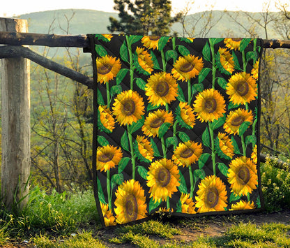 Sunflower Pattern Print Quilt