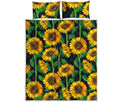 Sunflower Pattern Print Quilt Bed Set