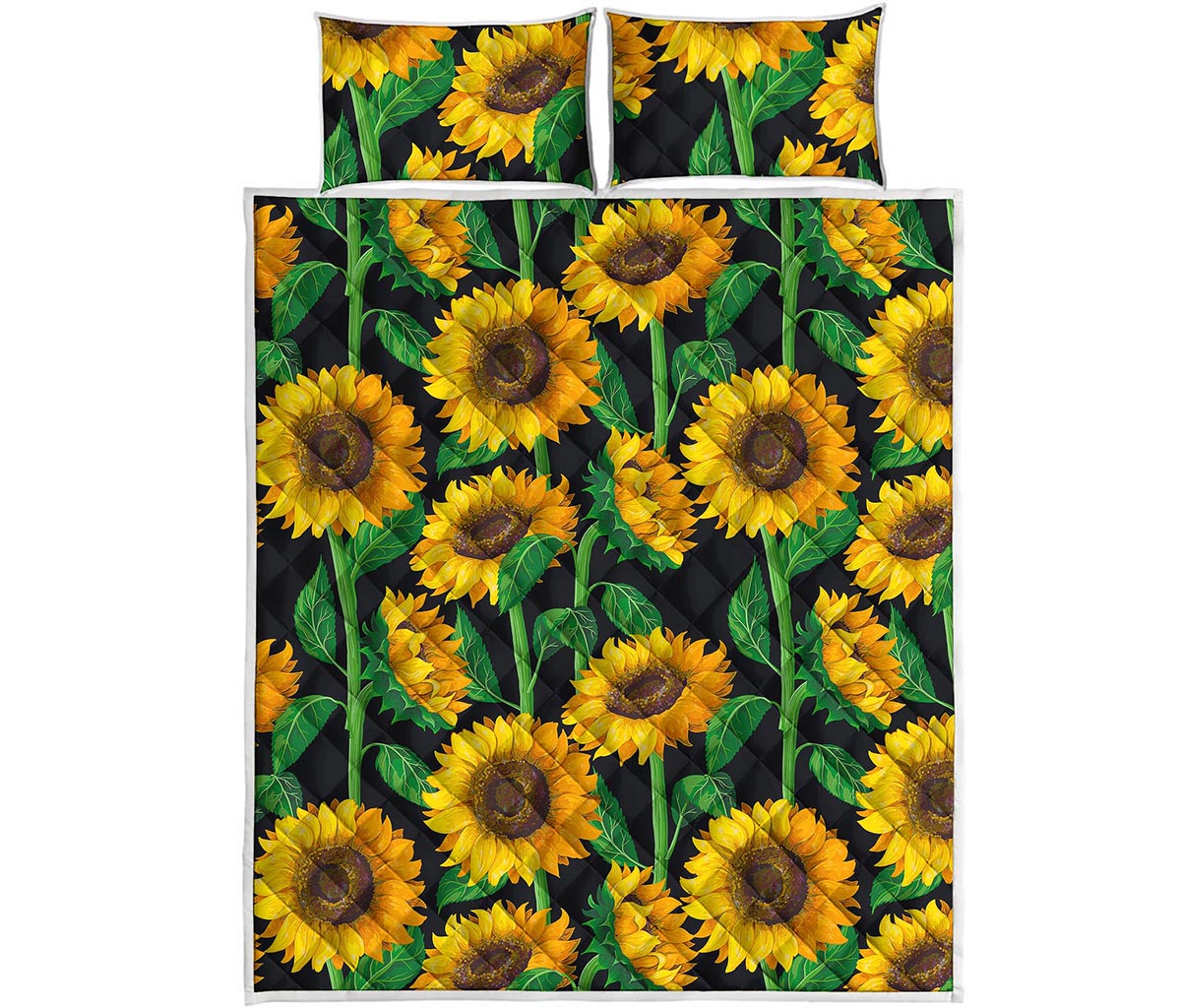 Sunflower Pattern Print Quilt Bed Set