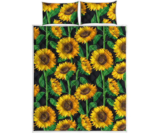 Sunflower Pattern Print Quilt Bed Set