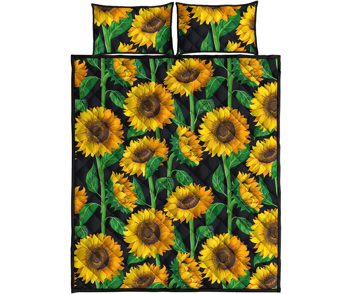 Sunflower Pattern Print Quilt Bed Set