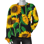 Sunflower Pattern Print Women's Crewneck Sweatshirt GearFrost