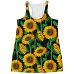 Sunflower Pattern Print Women's Racerback Tank Top