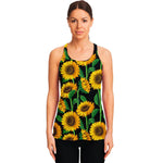 Sunflower Pattern Print Women's Racerback Tank Top