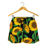 Sunflower Pattern Print Women's Shorts
