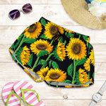 Sunflower Pattern Print Women's Shorts