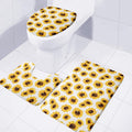 Sunflower Polka Dot Pattern Print 3 Piece Bath Mat Set