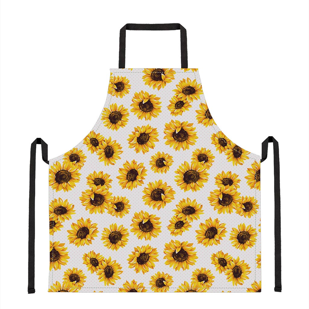 Sunflower Polka Dot Pattern Print Apron