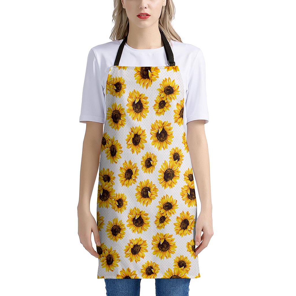 Sunflower Polka Dot Pattern Print Apron