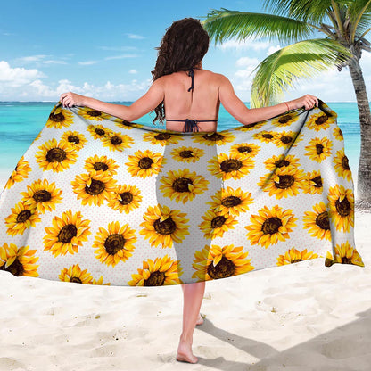 Sunflower Polka Dot Pattern Print Beach Sarong Wrap