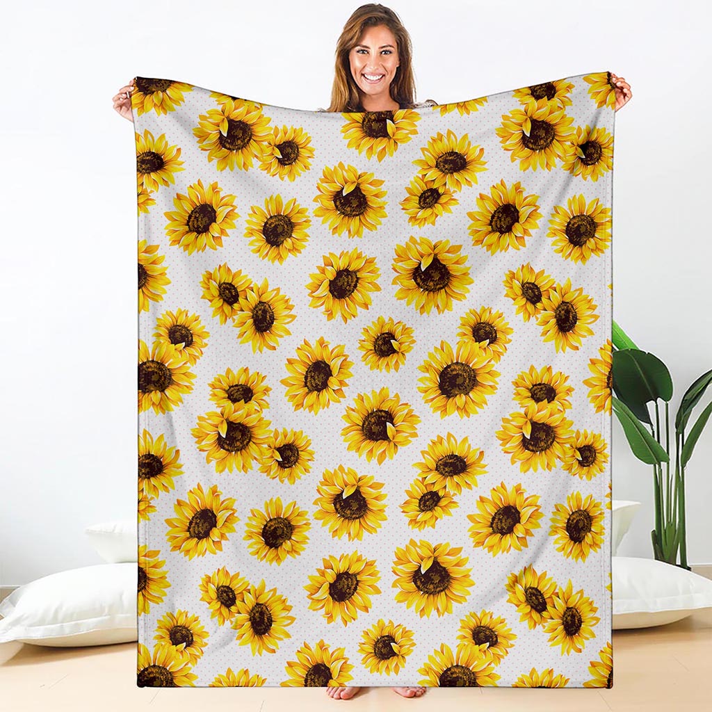 Sunflower Polka Dot Pattern Print Blanket