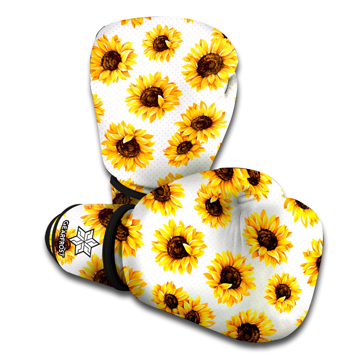 Sunflower Polka Dot Pattern Print Boxing Gloves