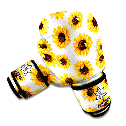 Sunflower Polka Dot Pattern Print Boxing Gloves
