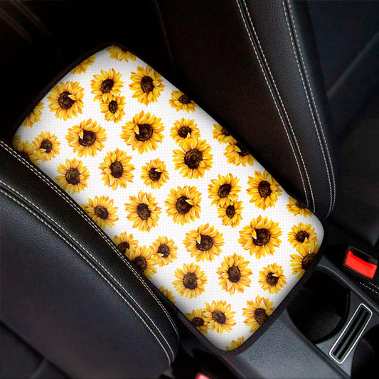 Sunflower Polka Dot Pattern Print Car Center Console Cover