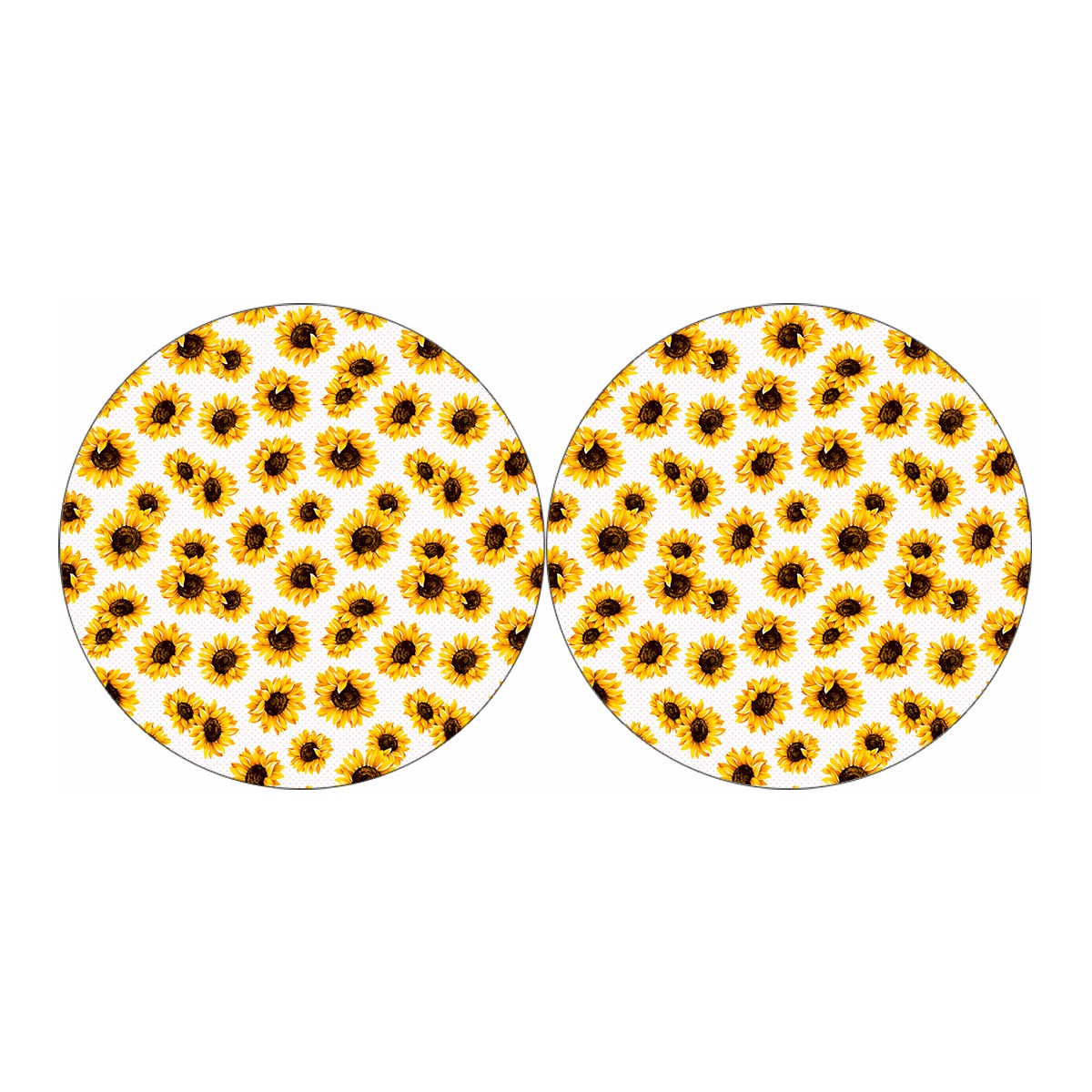 Sunflower Polka Dot Pattern Print Car Coasters