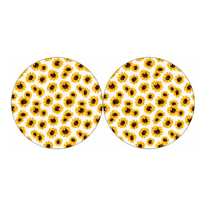 Sunflower Polka Dot Pattern Print Car Coasters