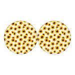 Sunflower Polka Dot Pattern Print Car Coasters