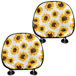 Sunflower Polka Dot Pattern Print Car Headrest Covers