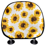 Sunflower Polka Dot Pattern Print Car Headrest Covers