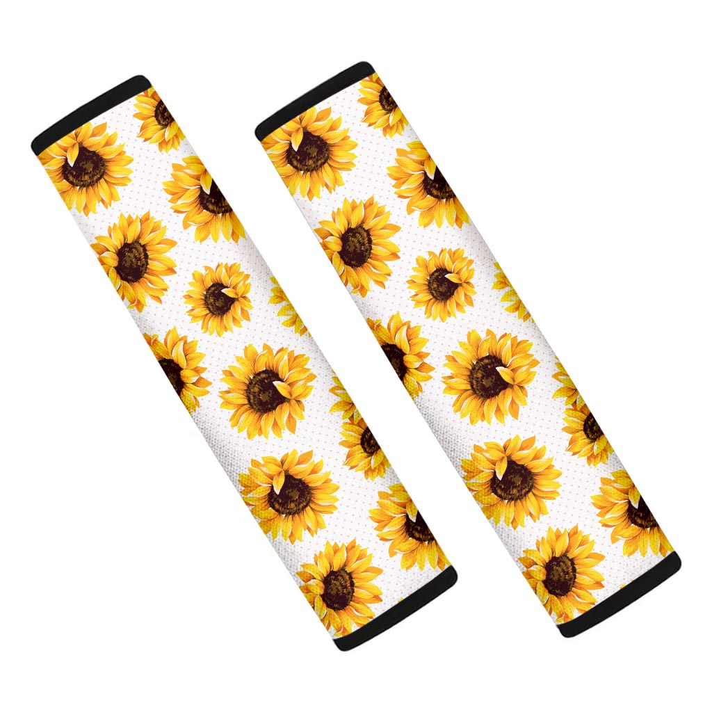 Sunflower Polka Dot Pattern Print Car Seat Belt Covers