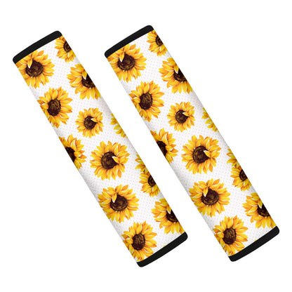 Sunflower Polka Dot Pattern Print Car Seat Belt Covers