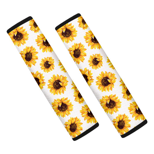 Sunflower Polka Dot Pattern Print Car Seat Belt Covers