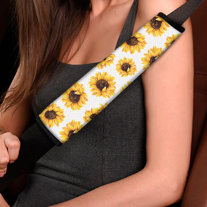 Sunflower Polka Dot Pattern Print Car Seat Belt Covers