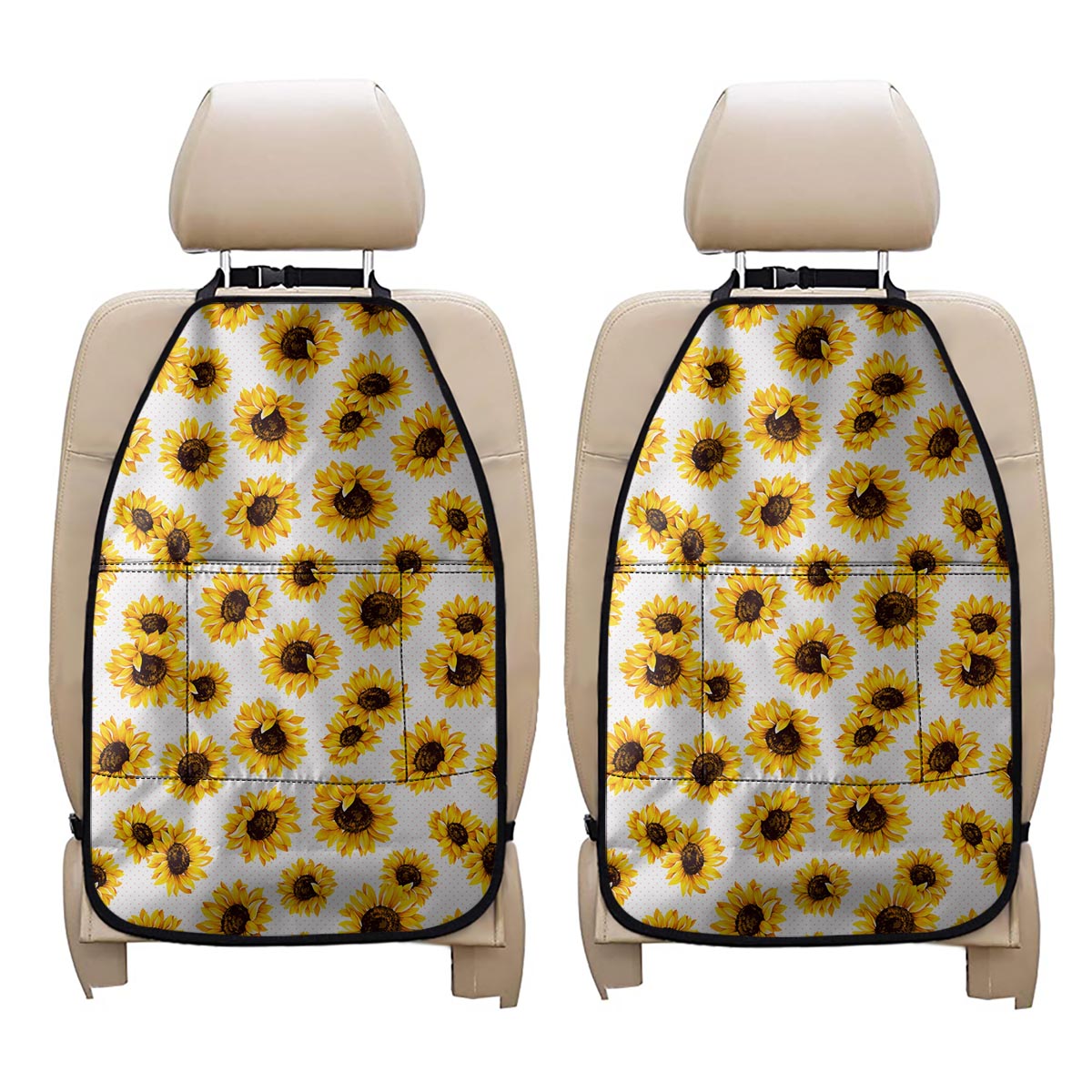 Sunflower Polka Dot Pattern Print Car Seat Organizers