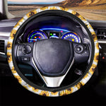 Sunflower Polka Dot Pattern Print Car Steering Wheel Cover