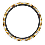 Sunflower Polka Dot Pattern Print Car Steering Wheel Cover