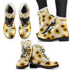 Sunflower Polka Dot Pattern Print Comfy Boots GearFrost