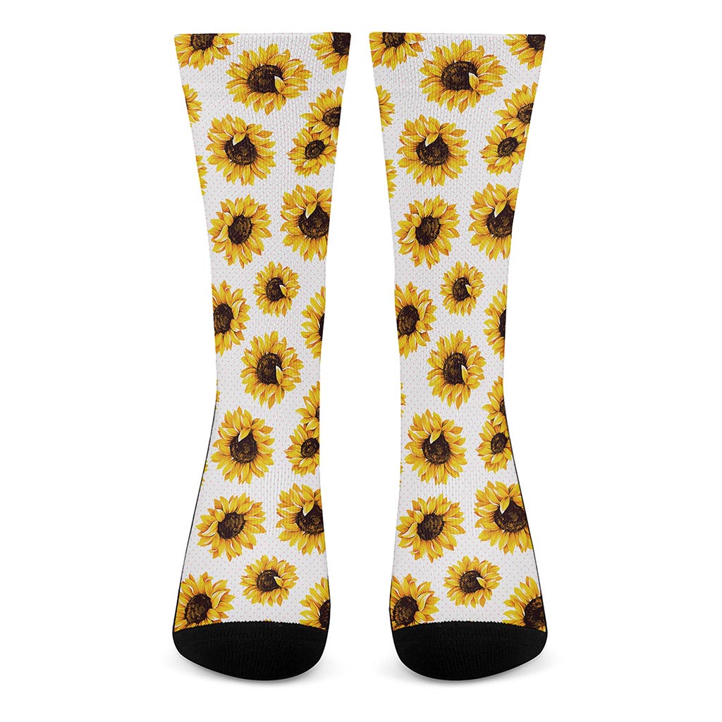 Sunflower Polka Dot Pattern Print Crew Socks