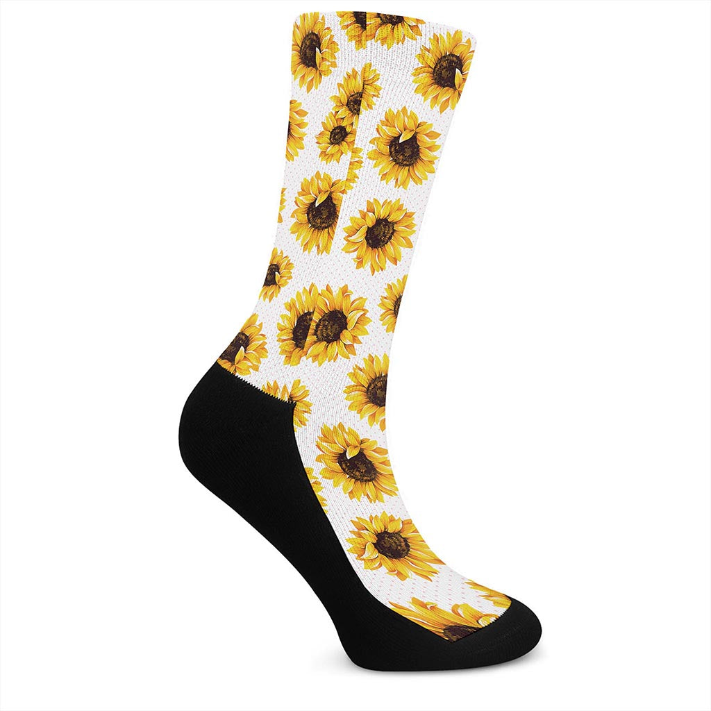 Sunflower Polka Dot Pattern Print Crew Socks