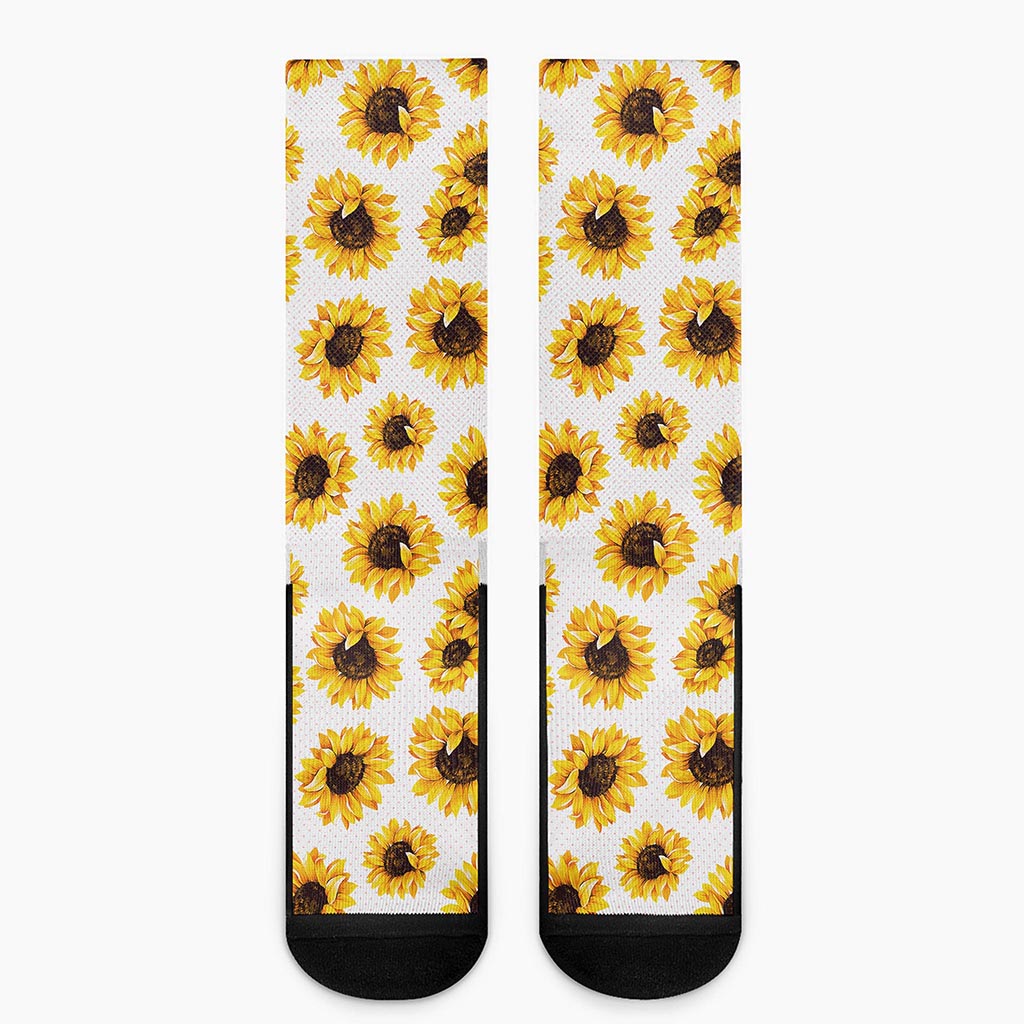 Sunflower Polka Dot Pattern Print Crew Socks