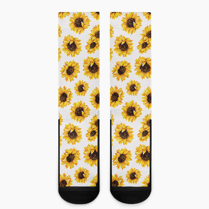 Sunflower Polka Dot Pattern Print Crew Socks
