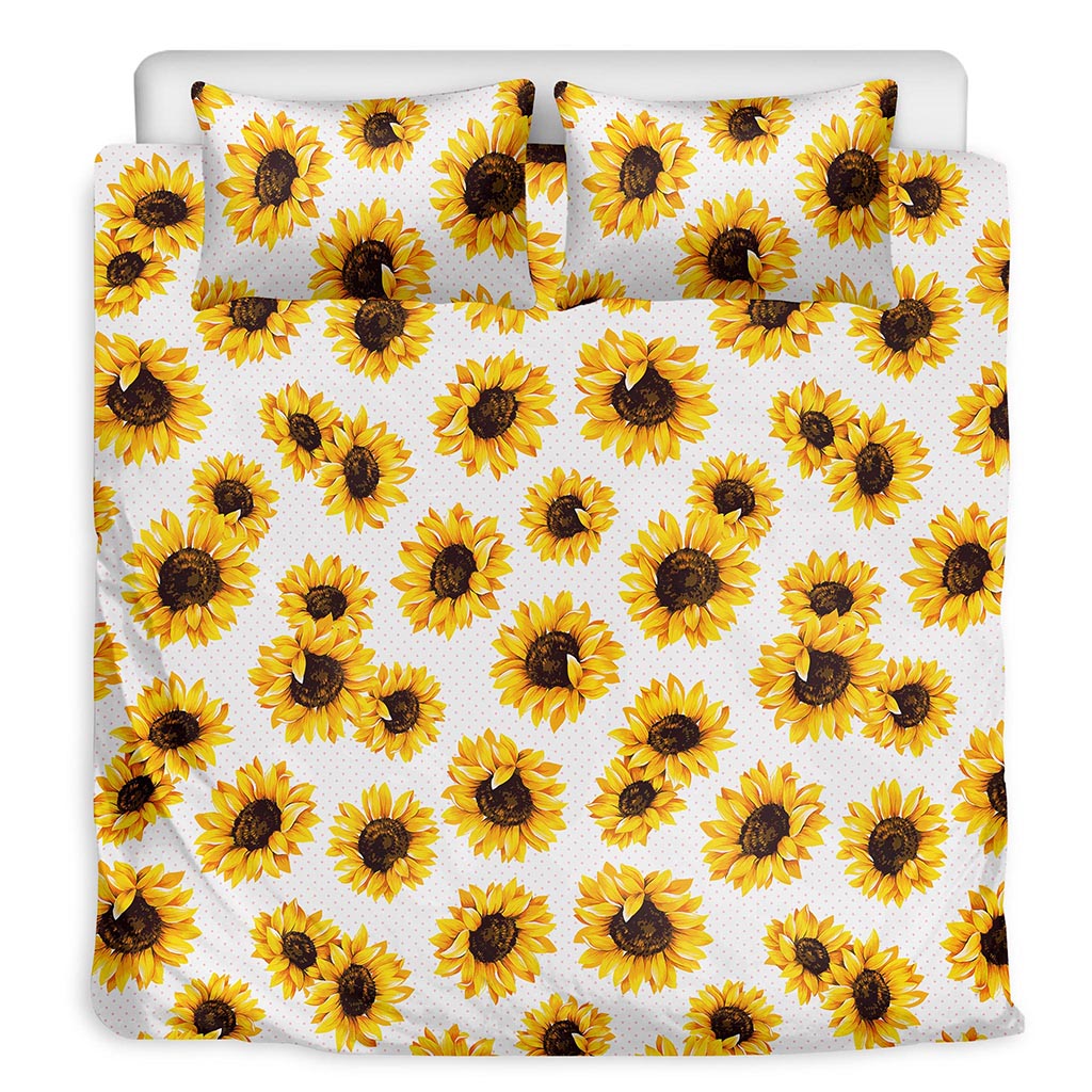 Sunflower Polka Dot Pattern Print Duvet Cover Bedding Set