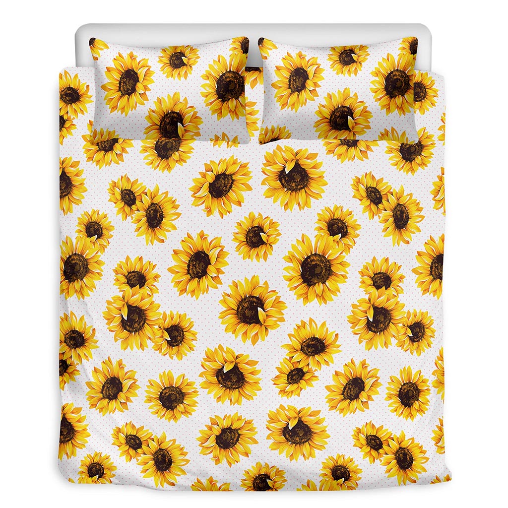 Sunflower Polka Dot Pattern Print Duvet Cover Bedding Set