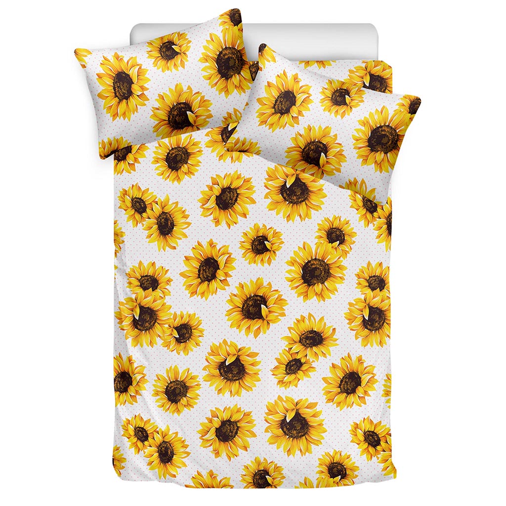 Sunflower Polka Dot Pattern Print Duvet Cover Bedding Set