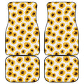 Sunflower Polka Dot Pattern Print Front and Back Car Floor Mats