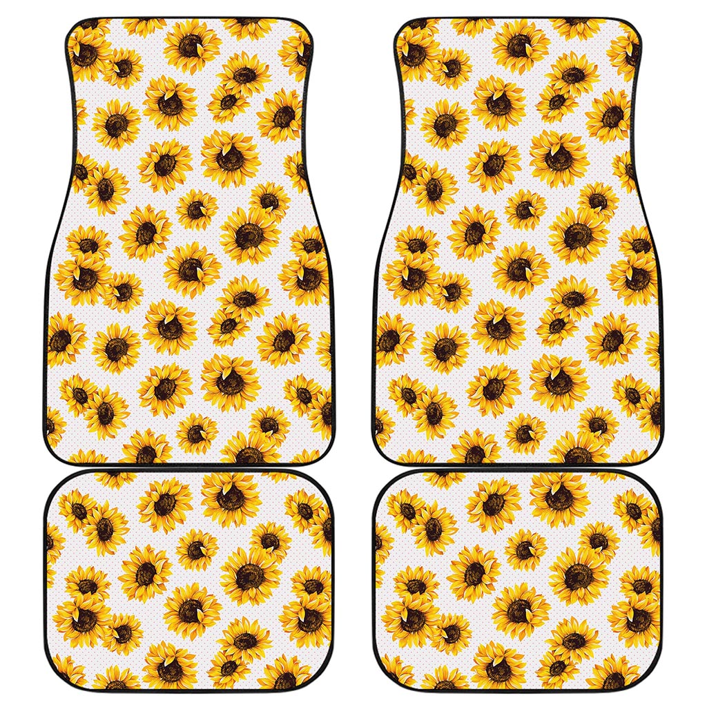 Sunflower Polka Dot Pattern Print Front and Back Car Floor Mats