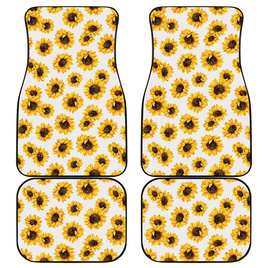 Sunflower Polka Dot Pattern Print Front and Back Car Floor Mats
