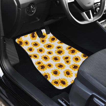 Sunflower Polka Dot Pattern Print Front and Back Car Floor Mats