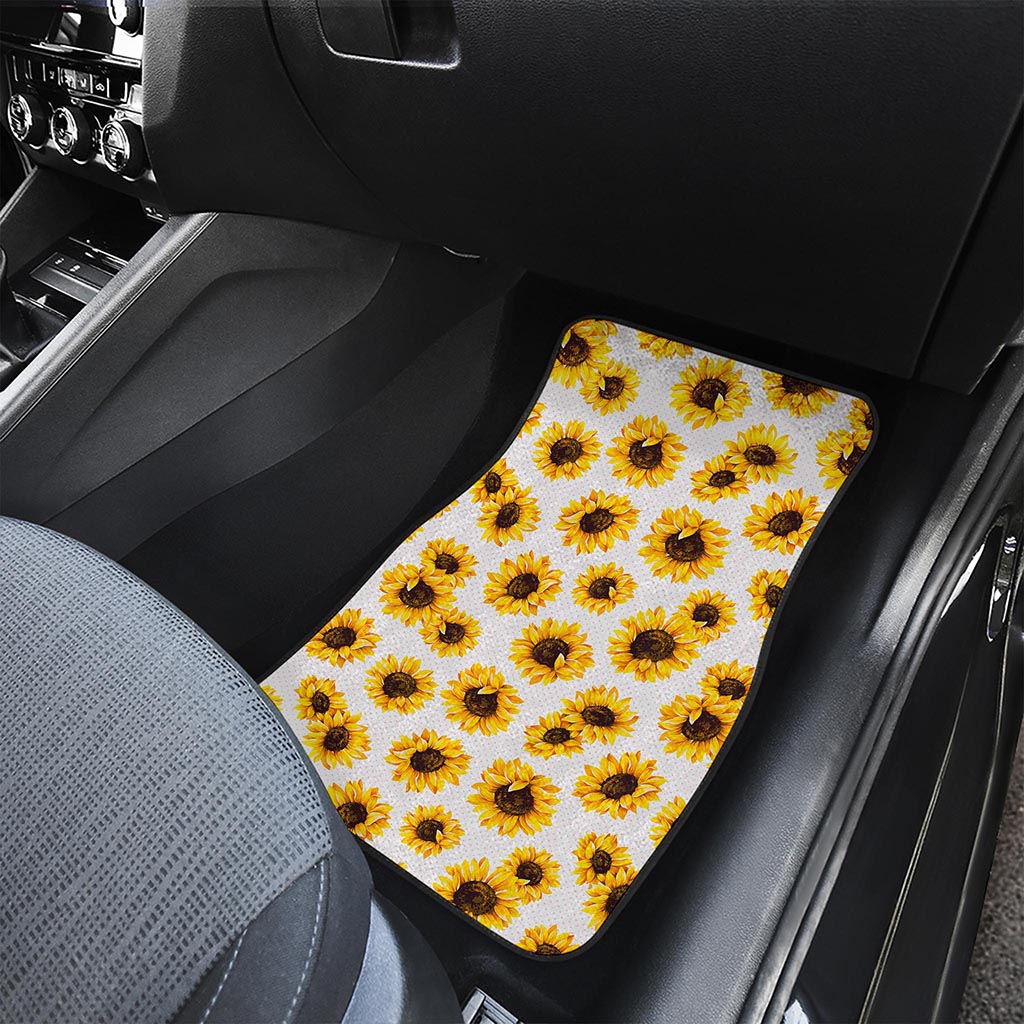 Sunflower Polka Dot Pattern Print Front and Back Car Floor Mats