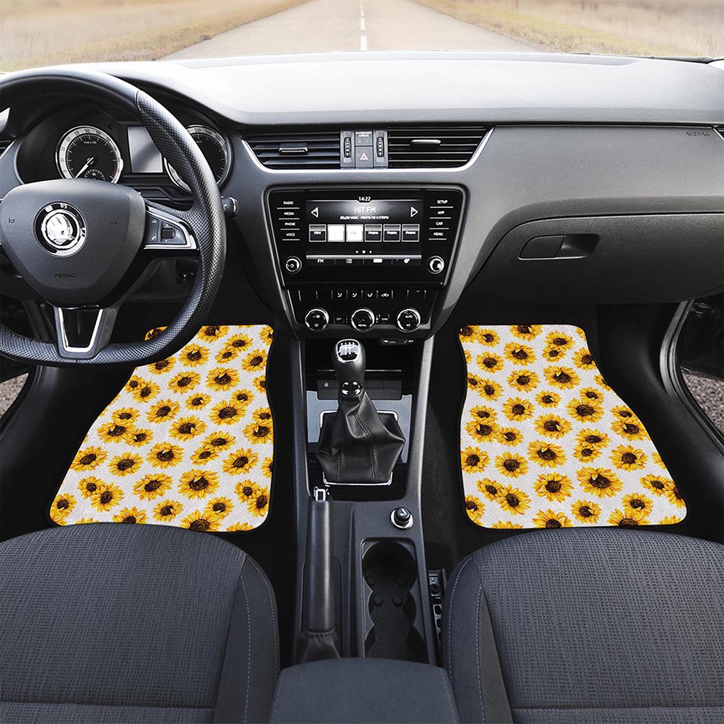 Sunflower Polka Dot Pattern Print Front Car Floor Mats
