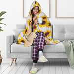 Sunflower Polka Dot Pattern Print Hooded Blanket