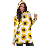 Sunflower Polka Dot Pattern Print Hoodie Dress GearFrost