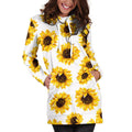 Sunflower Polka Dot Pattern Print Pullover Hoodie Dress