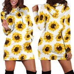 Sunflower Polka Dot Pattern Print Hoodie Dress GearFrost