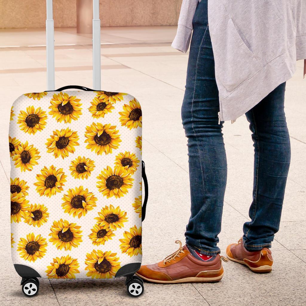 Sunflower Polka Dot Pattern Print Luggage Cover GearFrost